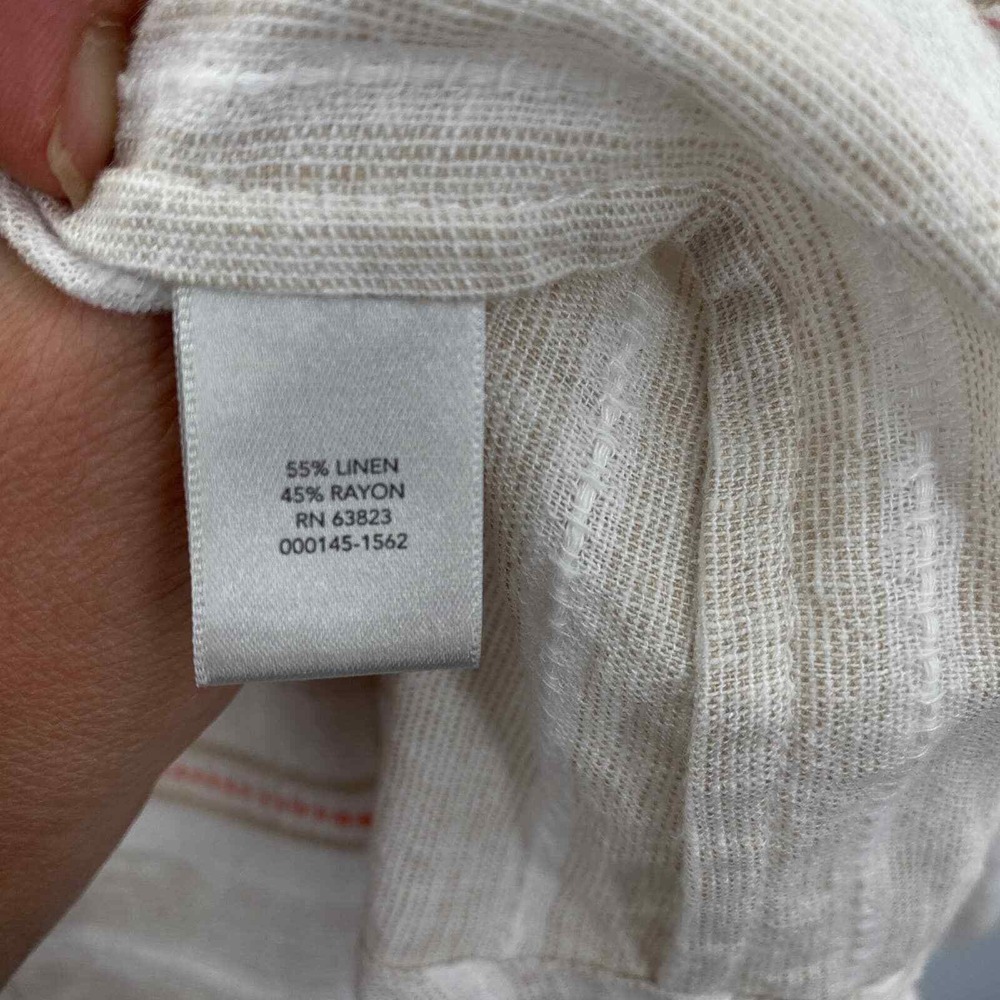 Christopher & Banks Button Front Shirt‎ Womens S White Embroidered Linen Beachy - Picture 4 of 6